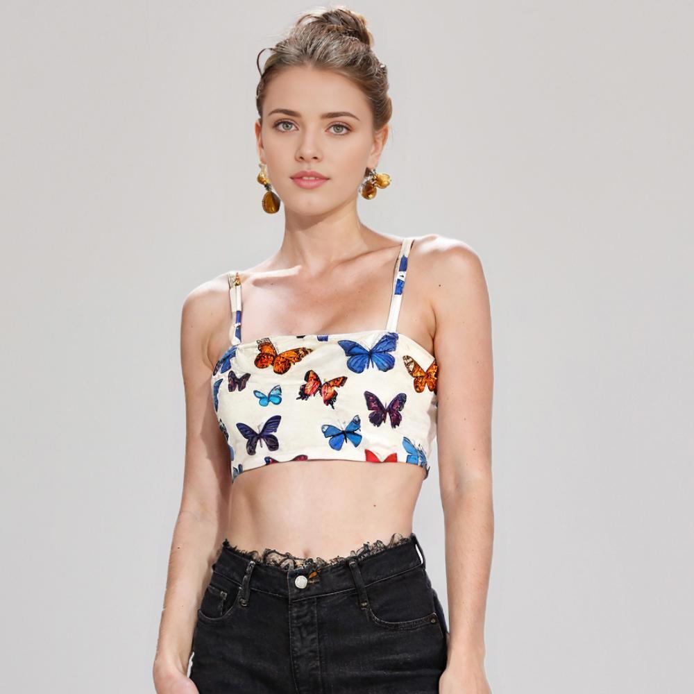 SHEIN Butterfly Print Crop Top